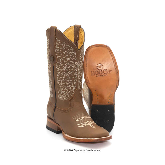 H2221231 WOMEN WIDE SQUARE TOE CRAZY TANG LEATHER BOOT