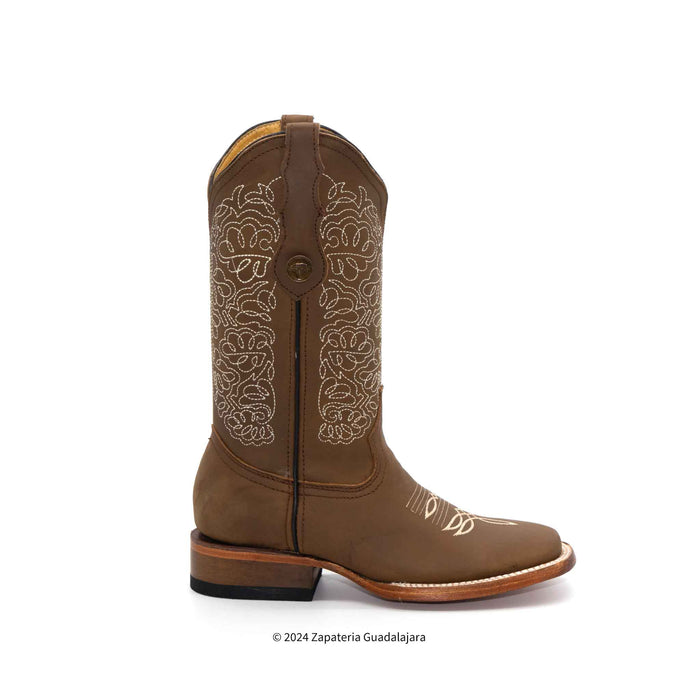 H2221231 WOMEN WIDE SQUARE TOE CRAZY TANG LEATHER BOOT