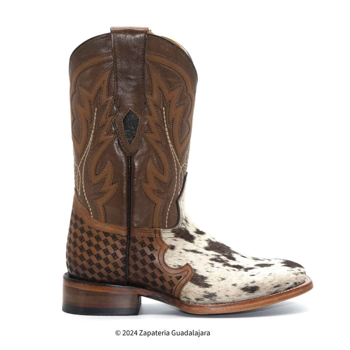 H52R3304 MEN WIDE SQUARE TOE COW HAIR PINTO LEATHER BOOT