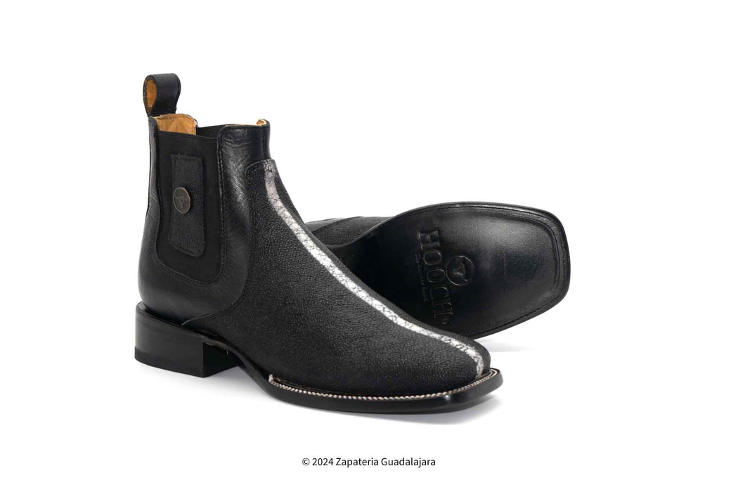 Mantarraya Hat BOTA DE CUERO NEGRO CON PUNTA CUADRADA Y GRABADO MANTARRAYA PARA HOMBRE ...