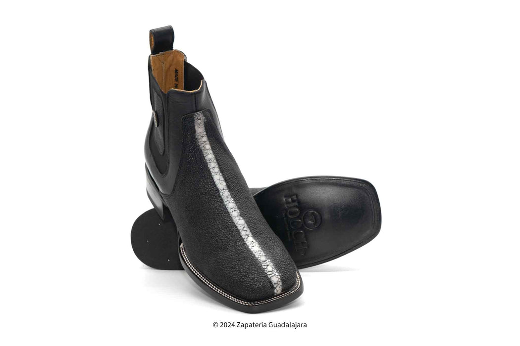 Mantarraya Hat BOTA DE CUERO NEGRO CON PUNTA CUADRADA Y GRABADO MANTARRAYA PARA HOMBRE ...