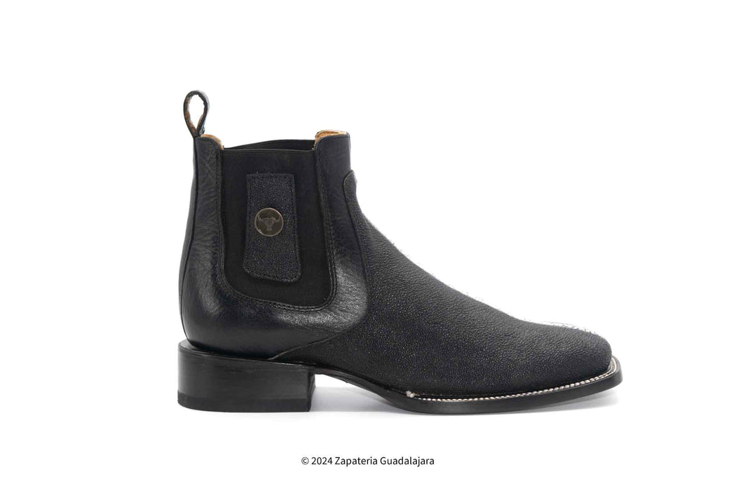 Mantarraya Hat BOTA DE CUERO NEGRO CON PUNTA CUADRADA Y GRABADO MANTARRAYA PARA HOMBRE ...