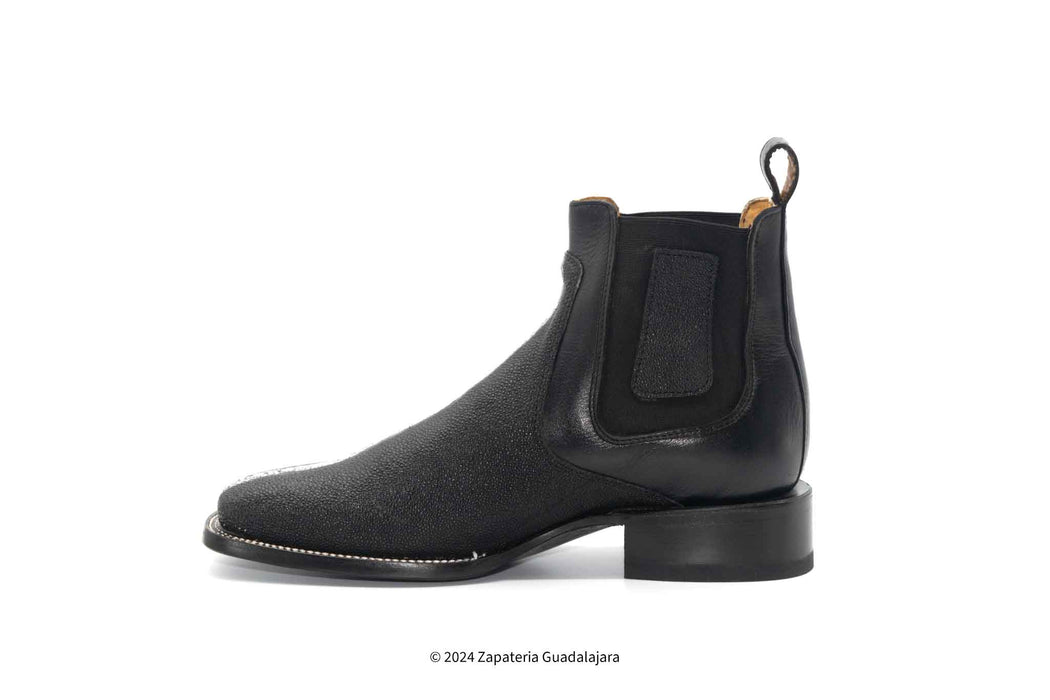 Mantarraya Hat BOTA DE CUERO NEGRO CON PUNTA CUADRADA Y GRABADO MANTARRAYA PARA HOMBRE ...