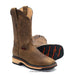 A pair of brown, square-toe, honey leather boots with a double density EVA sole, designed for men.