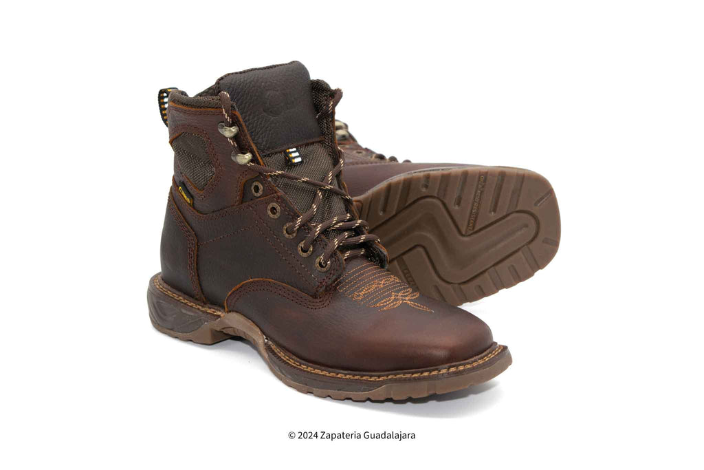 New Holland Agriculture Mens Distressed Brown Leather Work Boots Lace Up Rugged Hawx Men main image 2