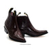 Pair of brown leather boots on a white background