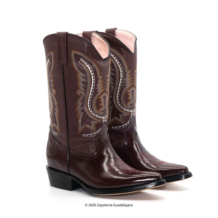 Bota Vaquera de Charol Camaleón Vino puntal-JB900C