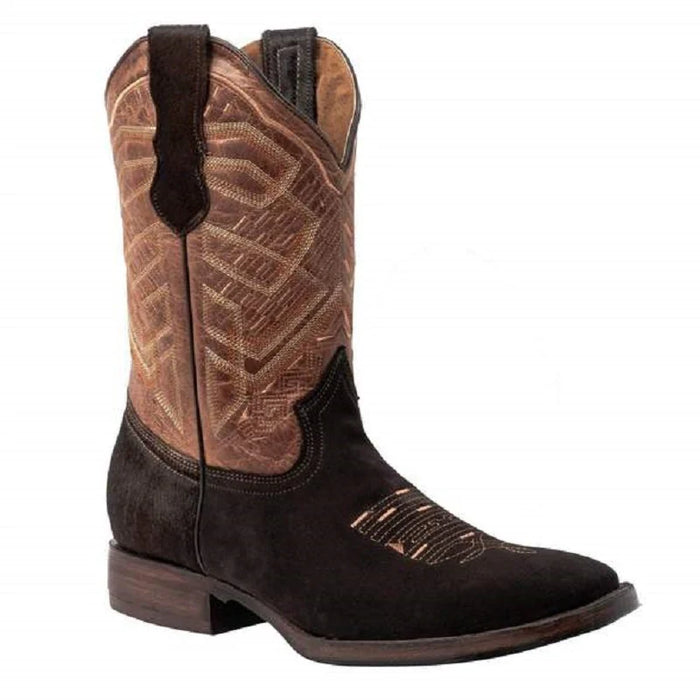 Square Toe Rodeo Brown Leather Boot- JB521