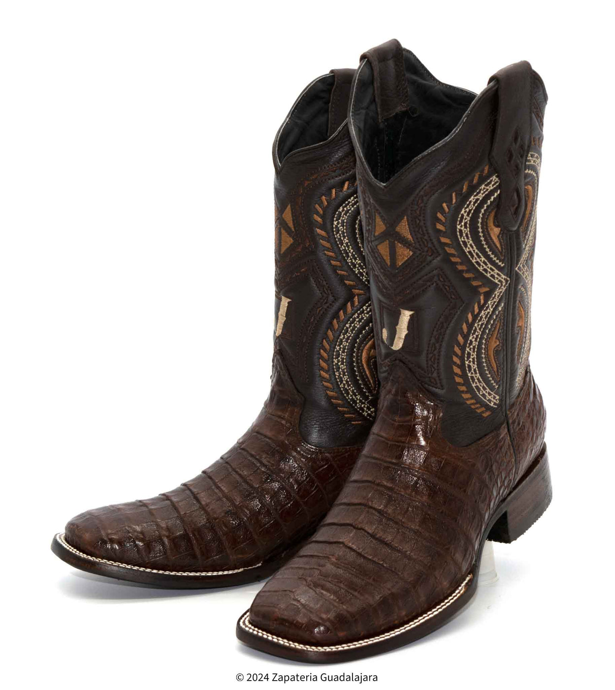 Men's King Exotic Wide Square Toe Caiman Belly Boots Handcrafted Burnished Gray main image 1