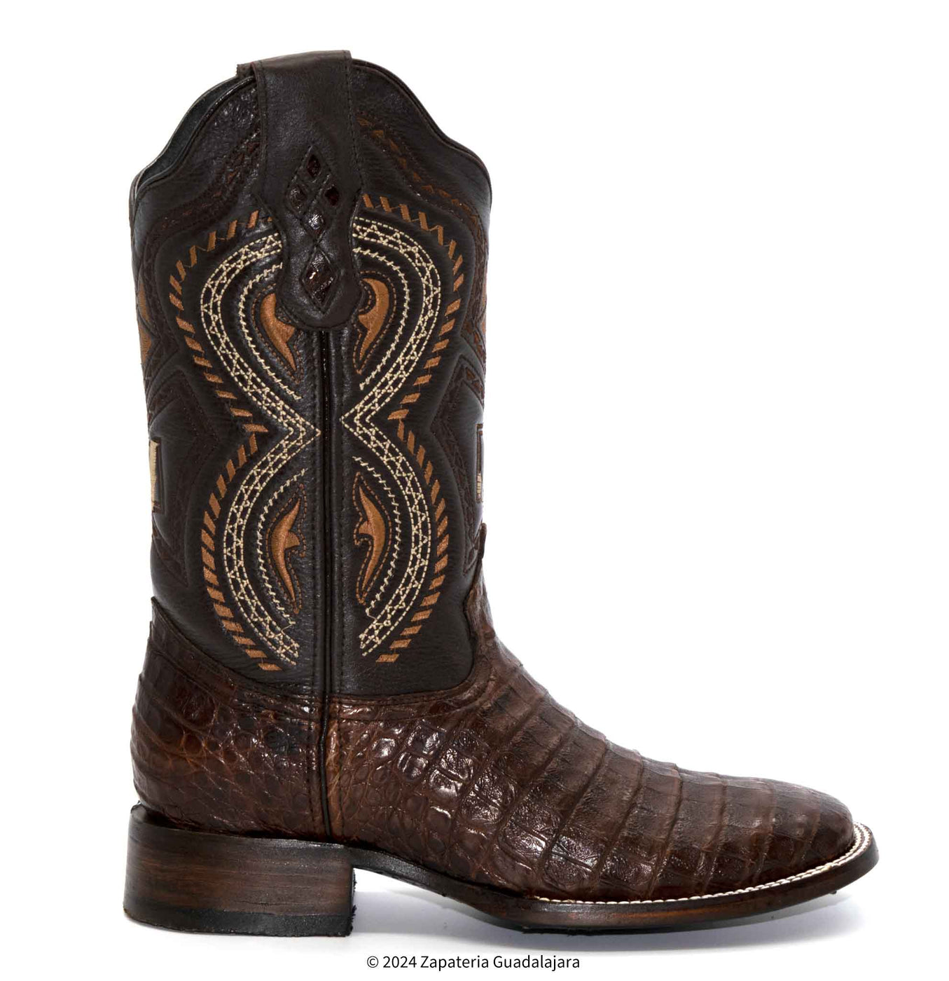 Men's King Exotic Wide Square Toe Caiman Belly Boots Handcrafted Burnished Gray (48228238) main image 0