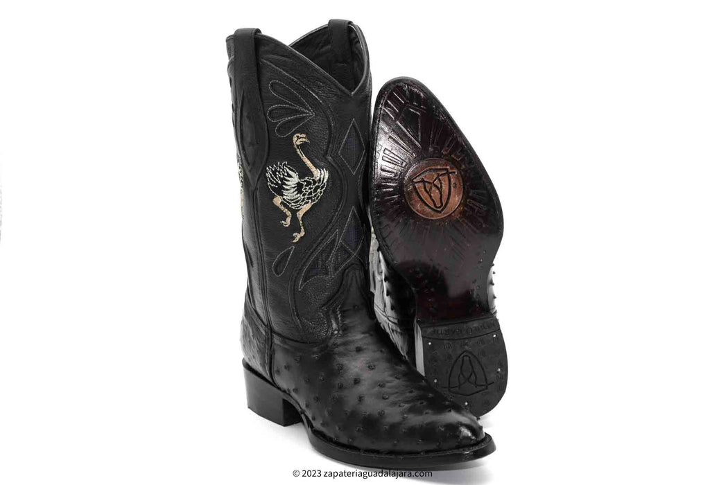 JB-903 J-TOE FULL QUILL OSTRICH BLACK | Genuine Leather Vaquero Boots and Cowboy Hats | Zapateria Guadalajara | Authentic Mexican Western Wear