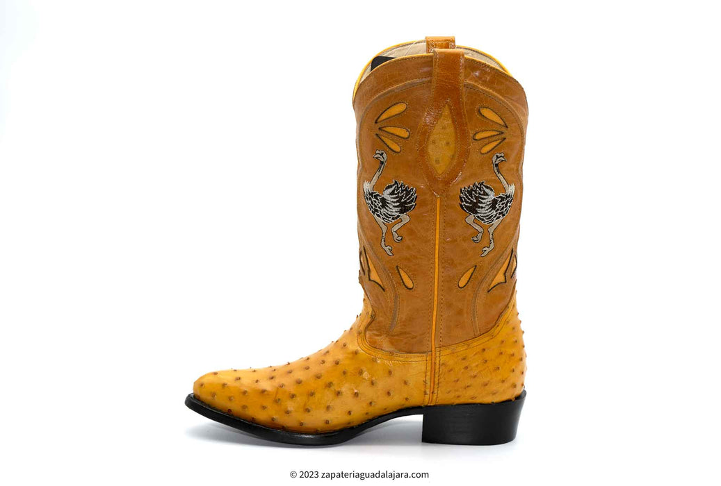 JB903 J-TOE FULL QUILL OSTRICH BUTTERCUP | Genuine Leather Vaquero Boots and Cowboy Hats | Zapateria Guadalajara | Authentic Mexican Western Wear