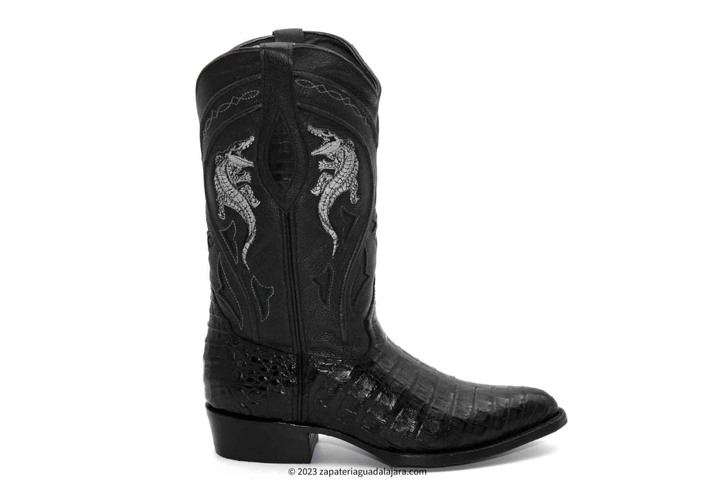 JB-908 J-TOE CAIMAN BELLY BLACK | Genuine Leather Vaquero Boots and Cowboy Hats | Zapateria Guadalajara | Authentic Mexican Western Wear