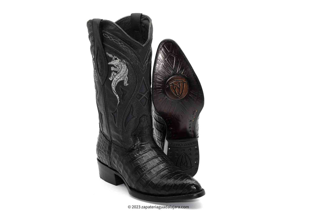 JB-908 J-TOE CAIMAN BELLY BLACK | Genuine Leather Vaquero Boots and Cowboy Hats | Zapateria Guadalajara | Authentic Mexican Western Wear