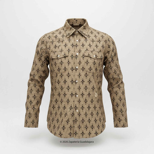 Beige patterned shirt on a white background