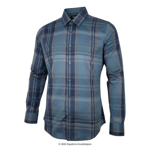 Blue plaid shirt on a white background