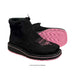 black leather women work boot with pink sole