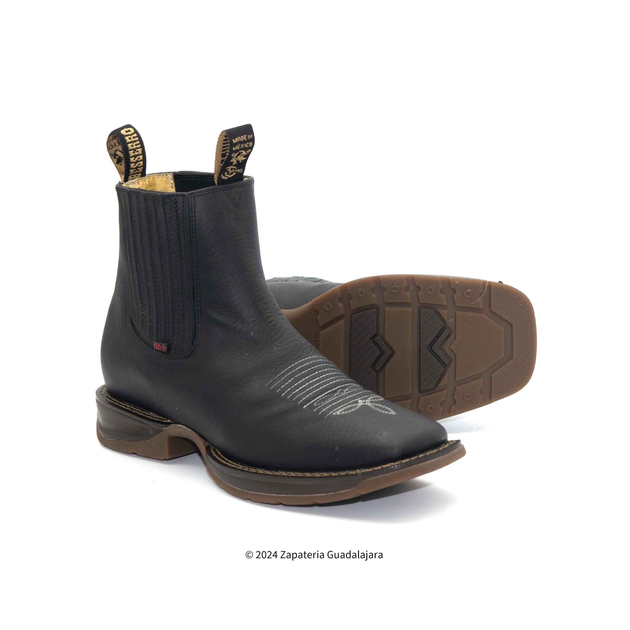 Daydo Rhino Black Square toe rubber sole leather boot | Genuine