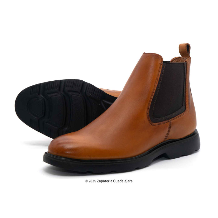 mens brown leather dress boots MEN'S CHELSEA TYLER CRUST CAMEL LEATHER BOOT -TAY005