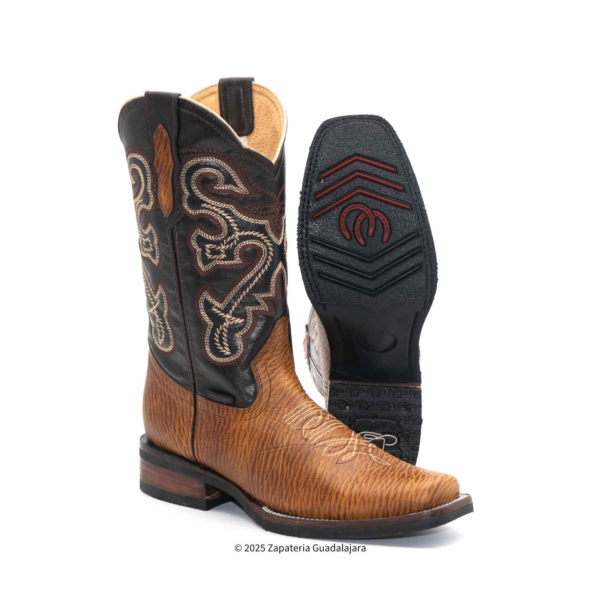 MEN'S RODEO COGNAC RUBBER SOLE LEATHER BOOT-010146 | Genuine