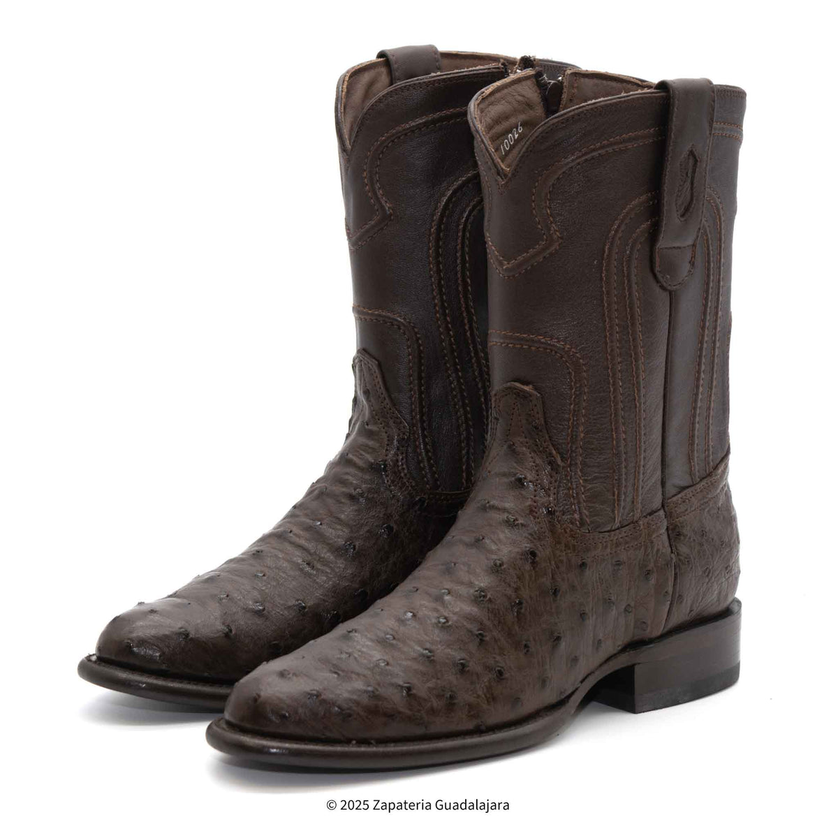 MEN'S ROPER GENUINE FULL QUILL OSTRICH BROWN LEATHER BOOT