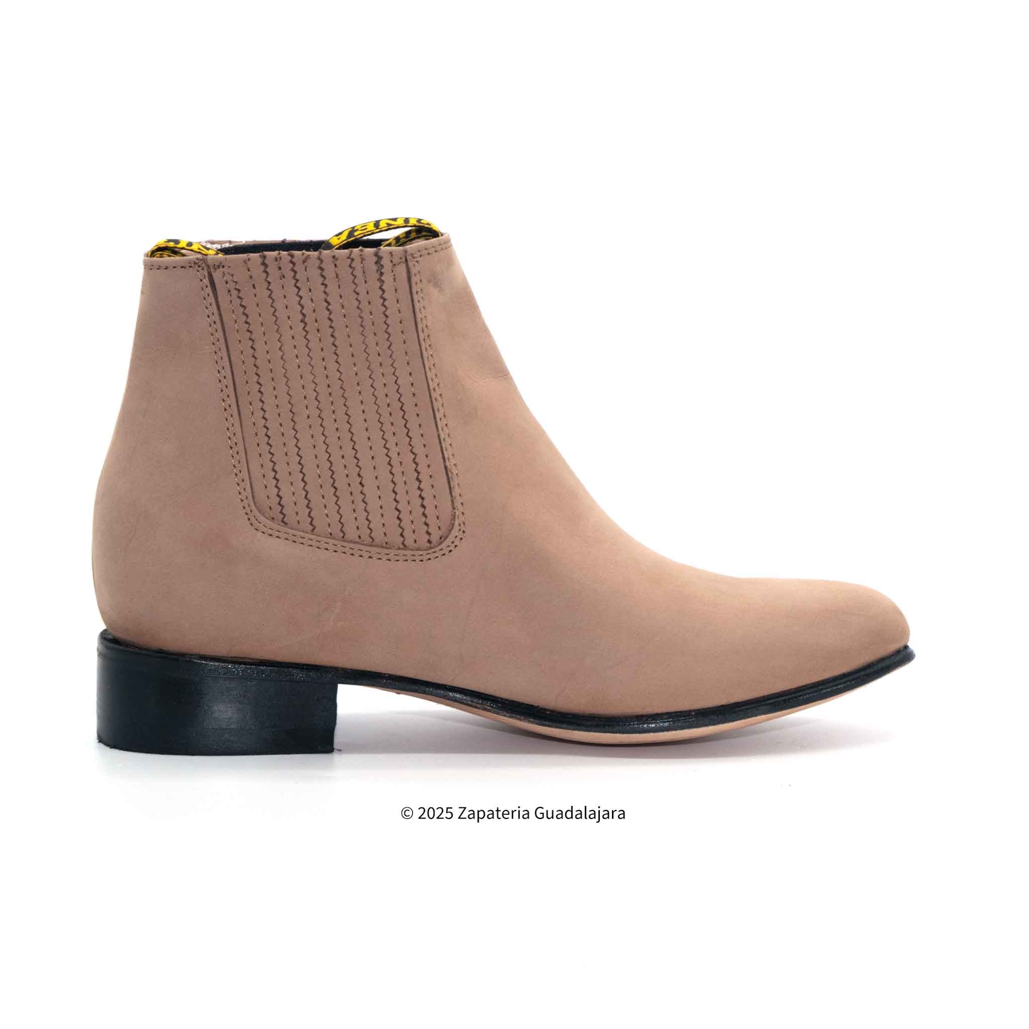 MEN'S TRADITIONAL BOTINES CHARROS SAND NOBUCK LEATHER SOLE -800