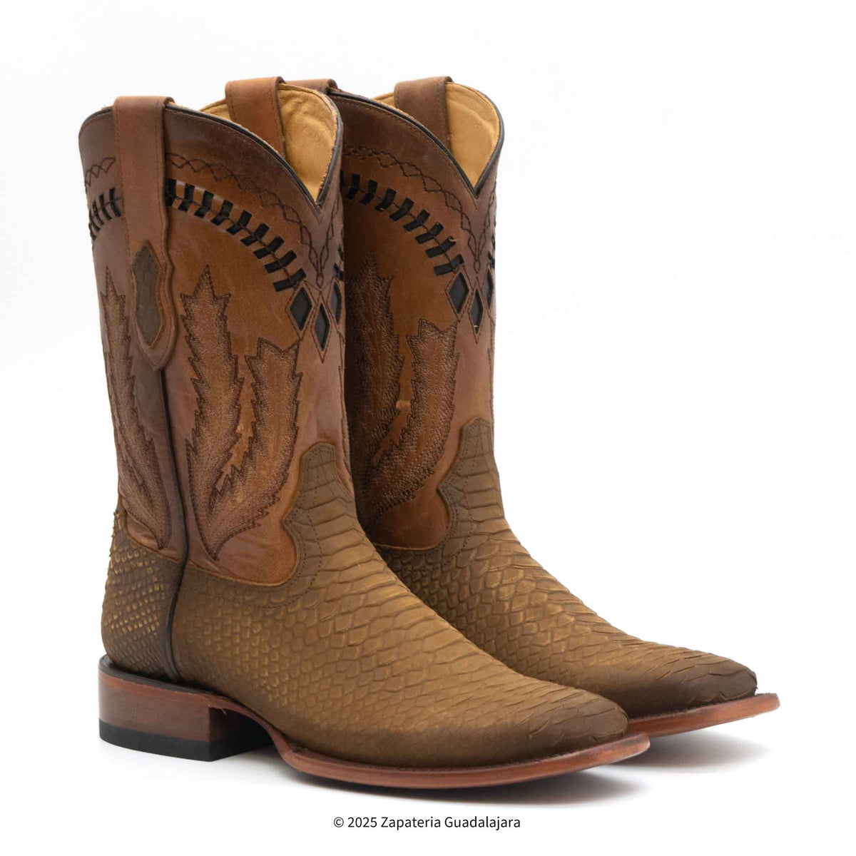 MEN'S WIDE SQUARE TOE FAUX PYTHON TRIBUTE HONEY LEATHER BOOT - H52R6351 ...