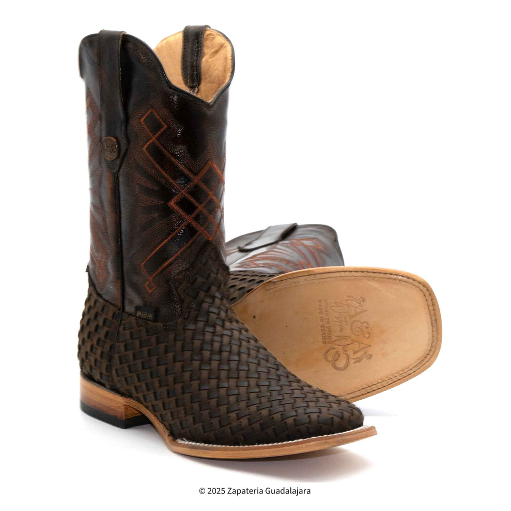 MEN'S WIDE SQUARE TOE PETATILLO CRAZY TAN CHOCO LEATHER BOOT -006