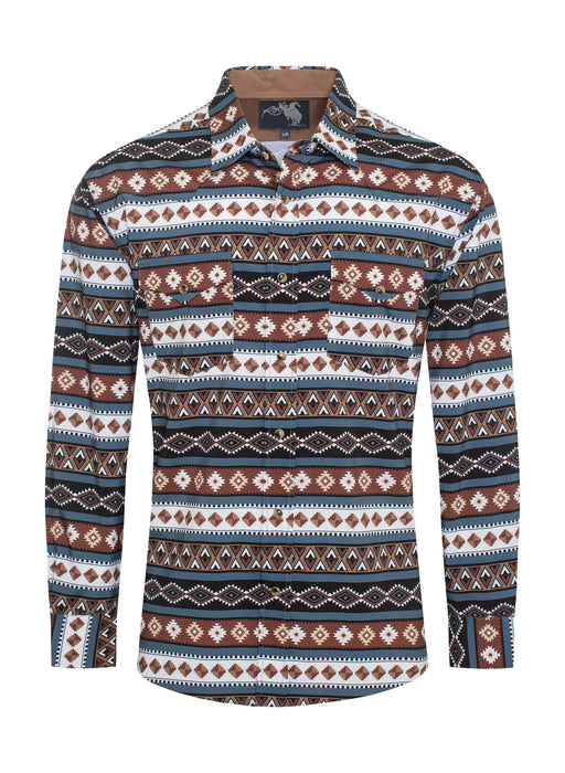 Men's Western Pearl Snap Aztec Print Shirt - MPS110L-115