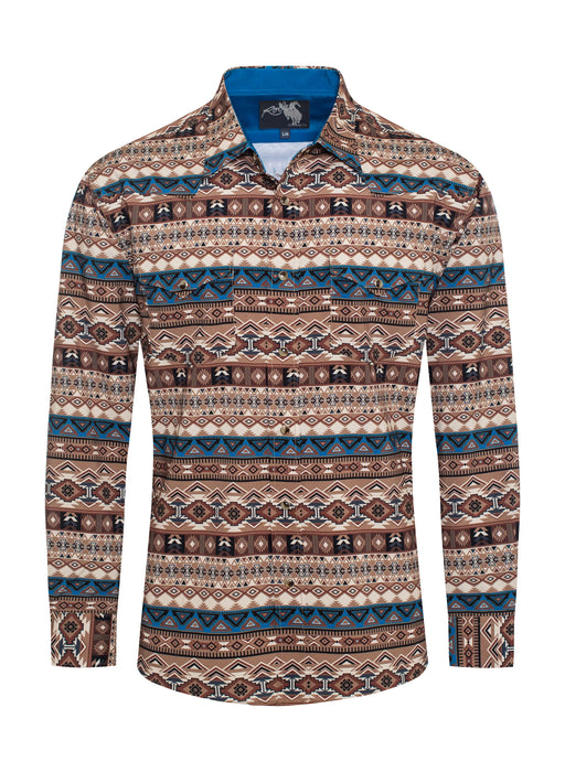 Men's Western Pearl Snap Aztec Print Shirt - MPS110L-119