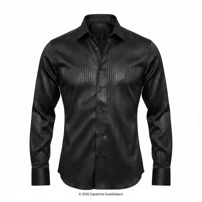 Black textured shirt on a white background