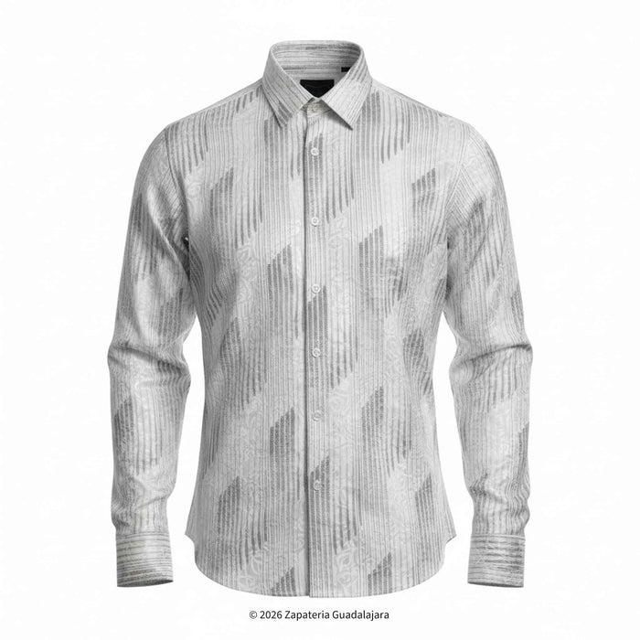 Gray patterned shirt on a white background