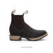 Brown leather boot with tan sole on a white background