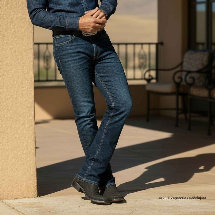 Matte Black Ranch Square Toe Leather Boot