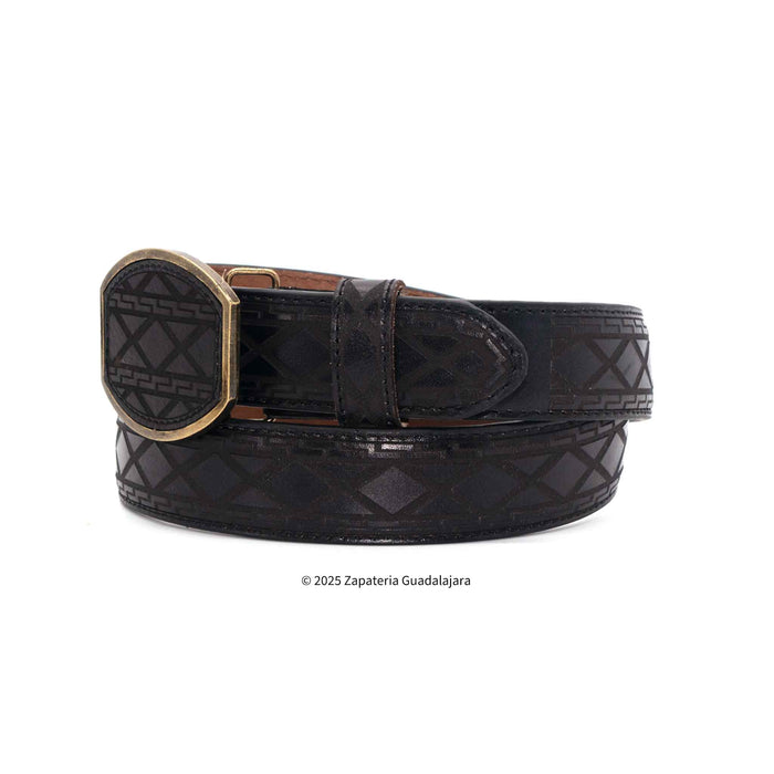 Men's Western 1.5" Black Laser Leather Belt-H074