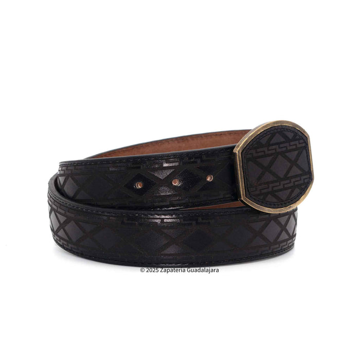 Men's Western 1.5" Black Laser Leather Belt-H074
