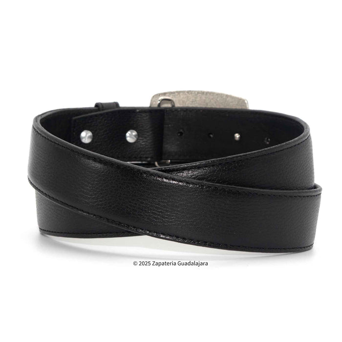 Men's Western 1.5 Black Laser Leather Belt-M319