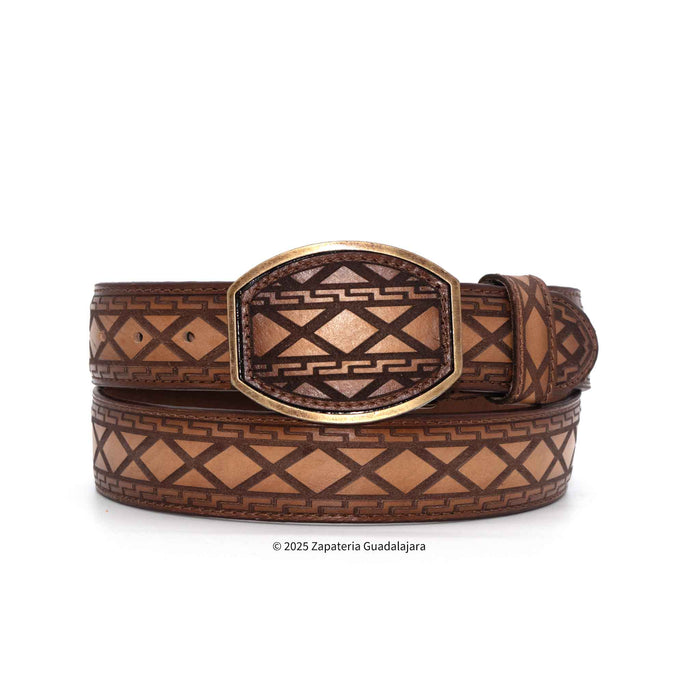 Men's Western 1.5" Honey Laser Leather Belt-H073