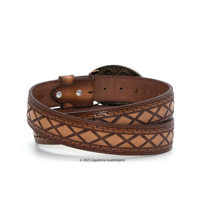 Men's Western 1.5" Honey Laser Leather Belt-H073