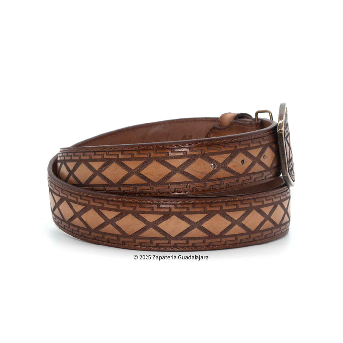 Men's Western 1.5" Honey Laser Leather Belt-H073