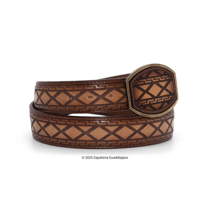 Men's Western 1.5" Honey Laser Leather Belt-H073