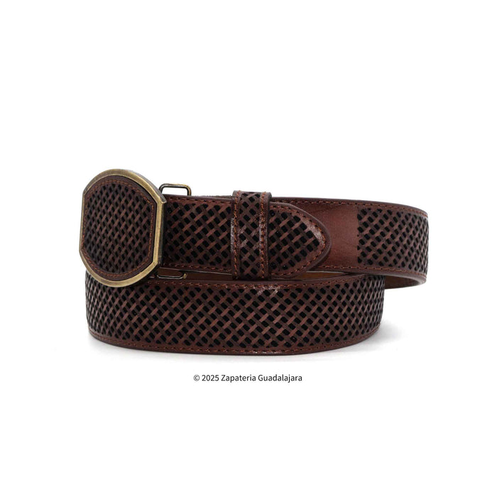 Men's Western 1.5" Petatillo Brown Leather Belt-H085