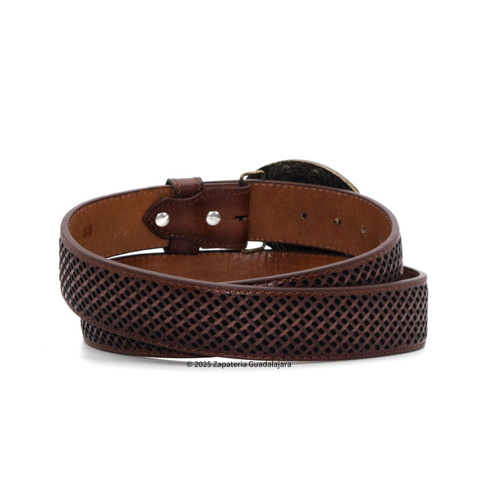 Men's Western 1.5" Petatillo Brown Leather Belt-H085