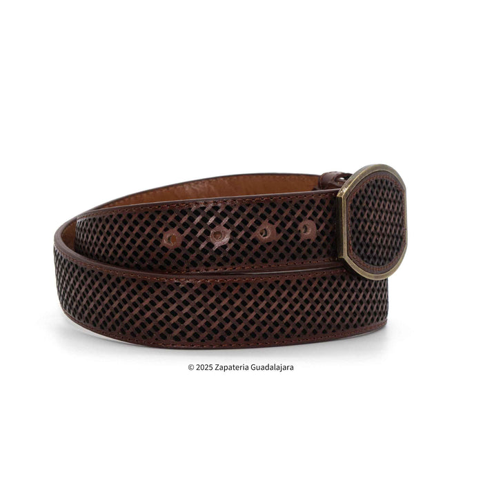 Men's Western 1.5" Petatillo Brown Leather Belt-H085
