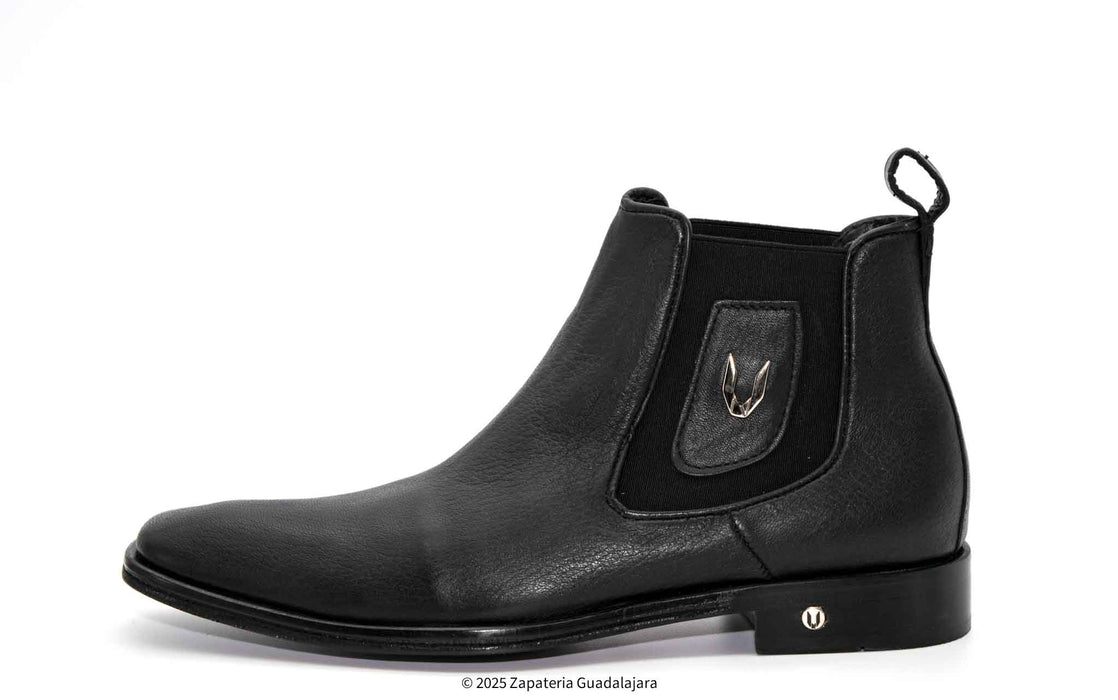 Men's Deer Chelsea Black Leather Boot-7BV015105