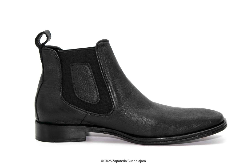 Men's Deer Chelsea Black Leather Boot-7BV015105