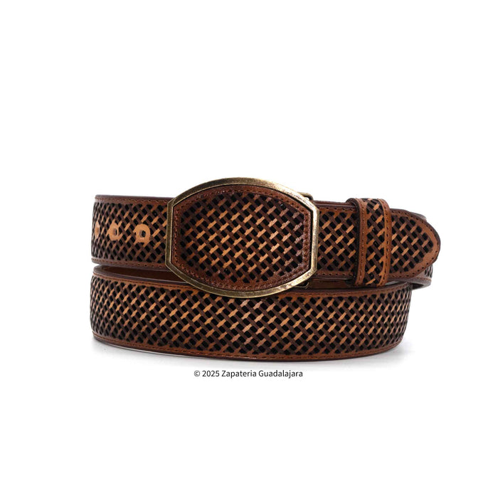 Men's Western 1.5" Petatillo Honey Leather Belt-H083