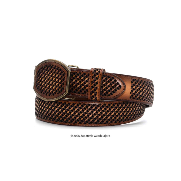 Men's Western 1.5" Petatillo Honey Leather Belt-H083