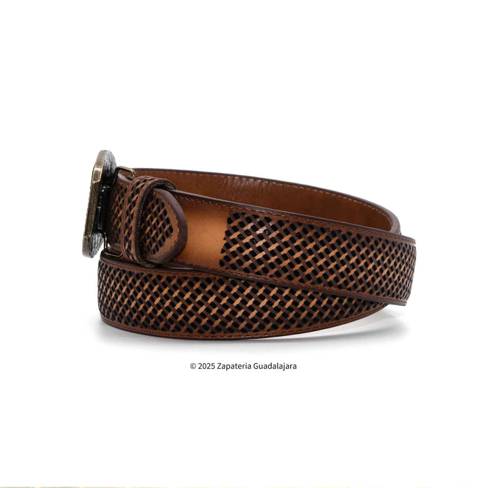 Men's Western 1.5" Petatillo Honey Leather Belt-H083