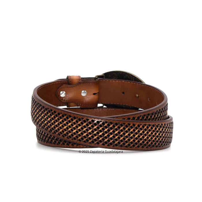 Men's Western 1.5" Petatillo Honey Leather Belt-H083